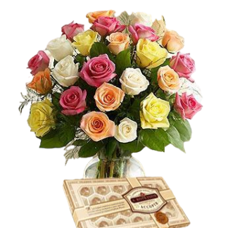 25 colorful roses with chokolates | Flower Delivery Kirov