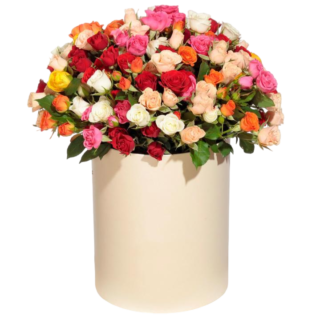 Mixed roses in a hatbox | Flower Delivery Kirov