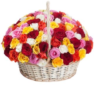 51 colorful roses in the basket | Flower Delivery Kirov